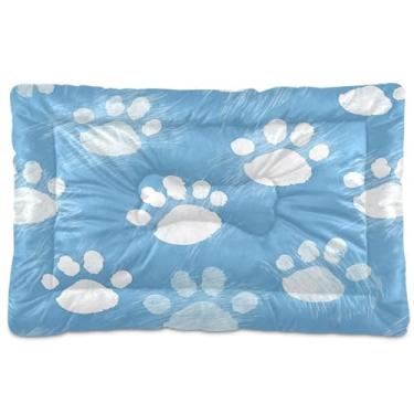 Imagem de Wassud Cama de cachorro Blue Paw grande para cães ao ar livre tapete lavável para animais de estimação cama de gato para dormir viagens 91 x 61 cm