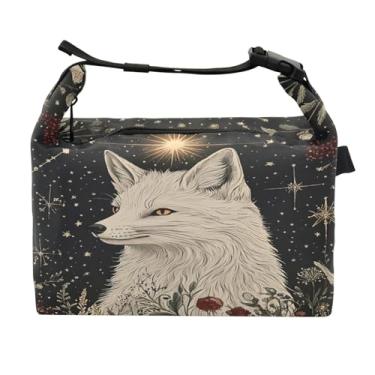 Imagem de STAYTOP Lancheira branca raposa com fivela de alça, lancheira isolada para meninos e meninas, lancheira térmica para trabalho escolar