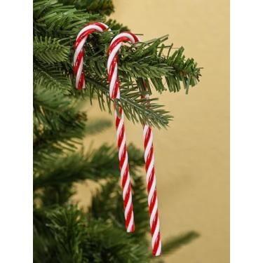 Imagem de 10 peças/conjunto de bengalas de doces de Natal enfeite de acrílico para pendurar muleta de árvore de Natal pingente de festa de ano novo decoração de casa vermelho 15 cm