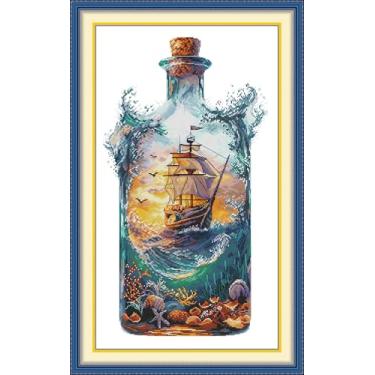 Imagem de Maydiyer Kits de ponto cruz contados para adultos, kits de bordado de padrão não impresso de 14 quilates para iniciantes, conjunto fácil de ponto cruz DMC Threads bordado - papagaio 40 cm x 40 cm