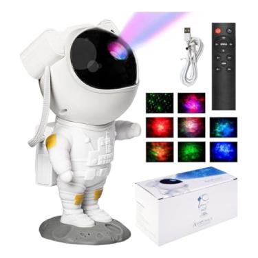 Imagem de Projetor Astronauta Lua Galáxia Infantil Abajur LED para Meninos | Luminária Decorativa com Projeção de Estrelas, Noite Relaxante e Presente Criativo