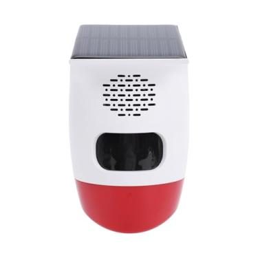 Imagem de Asixxsix Luz de alarme estroboscópica solar, sirene com sensor com detector infravermelho sem fios de 120 dB, 8 modos de voz personalizados, sirene de alarme exterior