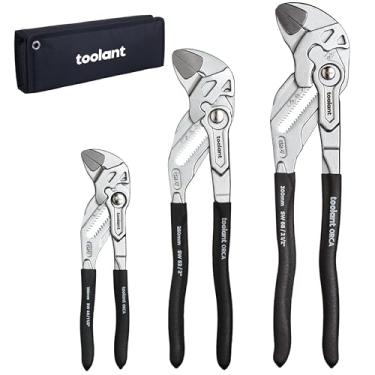 Imagem de toolant Conjunto de chaves de alicates cromados, CR-V ajustáveis com revestimento antiferrugem, garras paralelas lisas, aderência confortável, bolsa de armazenamento para reparo doméstico, encanamento