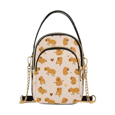 Imagem de Joisal Bolsa tiracolo divertida multicolorida antifurto com mãos longas, bolsas para mulheres, bolsa mensageiro moderna, Capivaras de animais fofos, 15*21*8cm
