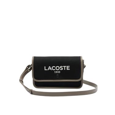 Imagem de Lacoste Bolsa feminina Heritage Canvas Flap Close, Noir Morel, tamanho único
