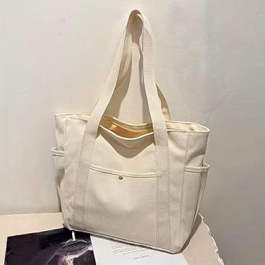 Imagem de Bolsa feminina de grande capacidade, fecho de zíper, bolsa de ombro para trabalho e uso diário, branca