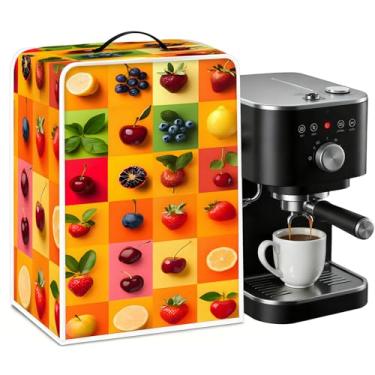 Imagem de BVBOX Capa para cafeteira, durável, à prova de poeira, mistura de algodão e poliéster, leve, protetor de aparelho de ajuste universal para bancada de cozinha (frutas)