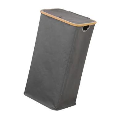 Imagem de HURRISE Cesto de Roupa Suja Grande de 100L, Cesto de Roupas Sujas Dobrável Com Bolsa Interna Removível e Tampa, Alças de Madeira Resistentes, Dobrável para Quarto, Banheiro, Dormitório (Cinza)