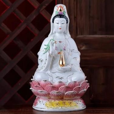 Imagem de FENNYYAR Ornamentos de Buda de Cerâmica Temple Pray, 30 cm 30 cm, Estátua de Buda Guanyin Decoração Artesanal