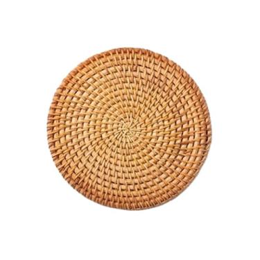 Imagem de Porta-copos de vime natural para bebidas - tapetes de copo resistentes ao calor de 16 cm, porta-copos de chá de tecido para xícaras/bules/pratos, acessórios de mesa estilo chinês (conjunto de vários)