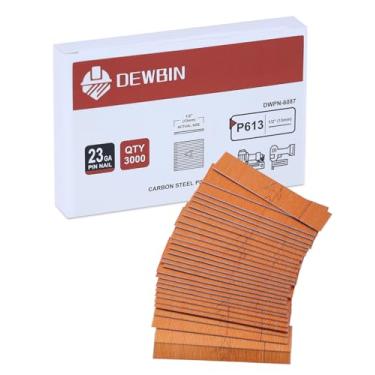 Imagem de DEWBIN Pregos de pino de calibre 23, pregos de pino micro sem cabeça de 3000 quilates de 1/2 polegada, pregos galvanizados de 23 GA para pistola de pregos para marcenaria e trabalhos de acabamento