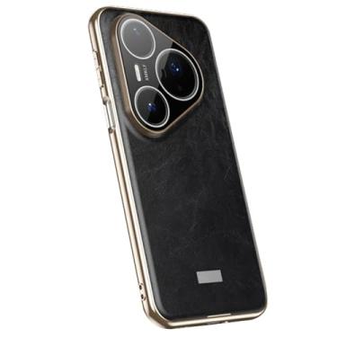 Imagem de LTLMYDAM Capa de revestimento para Huawei Pura 80 Ultra/80 Pro/80Pro+/80, padrão de cera de óleo, vintage, capa antiqueda, couro vegano, capa para câmera, preta, 80 Pro+