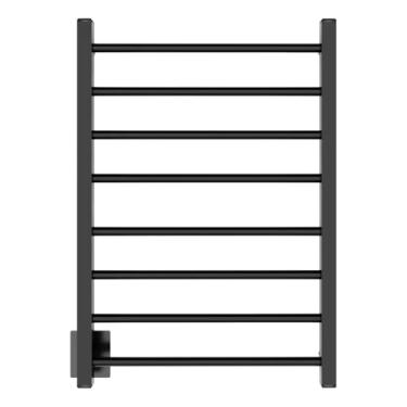 Imagem de Toalheiro Térmico Duplo Preto Bivolt Aiello com Fio Oculto e 8 Barras para Duas Toalhas de Banho Secas e Aquecidas (Preto - Lado Esquerdo)