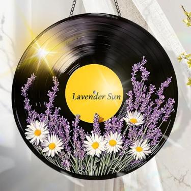 Imagem de Suncatcher acrílico colorido, decoração de janela suspensa de flores com design de vitral impresso, apanhador de sol, arte de parede de arco-íris, ornamentos de Natal para uso interno e externo 19,8 x