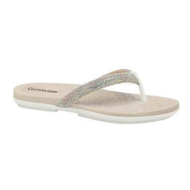 Imagem de Chinelo Comfortflex Feminino Dedo Strass Glitter Conforto -, Perola, 3