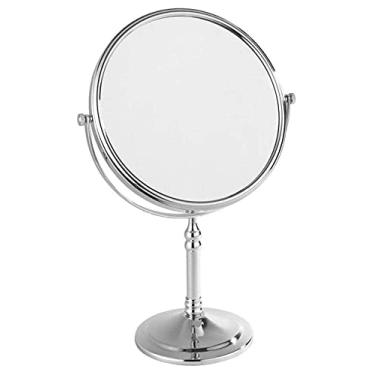 Imagem de CZCZC Espelho cosmético espelho de maquilhagem, espelho de beleza frente e verso para secretária, ampliação 3X, espelho de maquilhagem, espelho giratório de 360°, espelho pequeno
