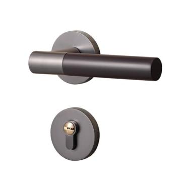 Imagem de PXNQMTJM Fechadura de porta de quarto fechadura magnética interna de madeira maciça maçaneta de porta de quarto fechadura de porta de madeira dividida silenciosa (fechadura silenciosa)