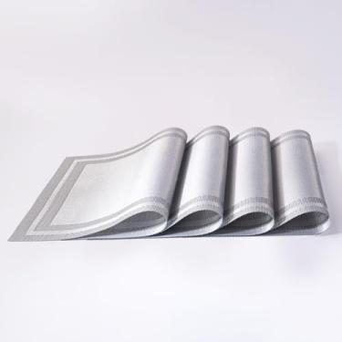 Imagem de KIT 6 Jogo Americano Sousplat Mesa Dourado Trançado Resistente a Manchas e Calor (Prateado-4un)