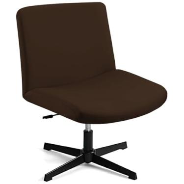 Imagem de GOSTADY Capa de cadeira cruzada resistente à água sólida sem braços, capa de cadeira elástica com detalhe de assento largo no meio das costas para cadeira de escritório em casa, café