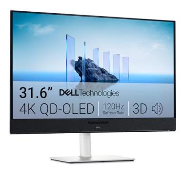 Imagem de Dell Tela S3225QC 32 Plus 4K QD-OLED – Tela de 31,5 polegadas (3840 x 2160) 120Hz 0,03 ms, áudio espacial 3D aprimorado por IA, ajuste de altura/inclinação/rotação/inclinação – Branco cinza