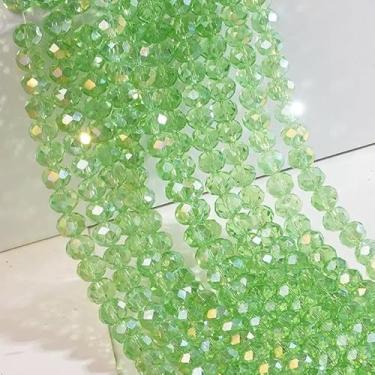 Imagem de Kit 10 Fios de Cristal 6mm Flat Facetado Vidro – 85 a 90 Contas por Fio 64 Cores para Bijuterias e Artesanato (Verde Transparente Boreal | 31)