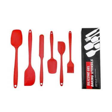 Imagem de Conjunto de espátula de silicone, espátula de borracha, alta resistência ao calor, livre de BPA, espátula de cozinha integrada sem costura utensílios de cozinha pacote com 4 peças