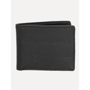 Imagem de Carteira Calvin Klein Jeans Couro Monotype Full Logo Preta-Masculino