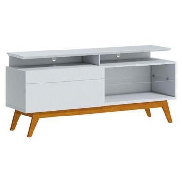 Imagem de Rack Bancada Classic 1 Gaveta Com Nicho 1.4 Branco Acetinado - Imcal -