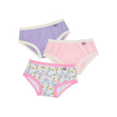 Imagem de Kit/3 Calcinha DelRio 50829 Baby Frufru Estampadas Algodão T. 0/3 4/6 