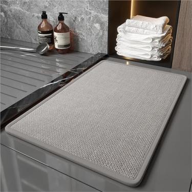 Imagem de Tapete de Banho Antiderrapante com Base de Borracha | Super Absorvente e Secagem Rápida para Banheiro | Ideal para Pisos e Área da Porta do Banheiro(Light gray,60x90cm)