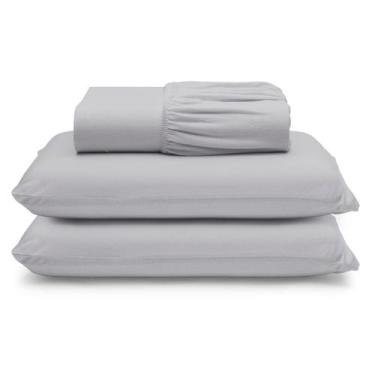 Imagem de Jogo de Lençol Casal Queen Malha 100% Algodão 03 Peças Com Elástico Ci