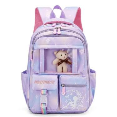 Imagem de Mochila Escolar Feminina Seaflow Juvenil Reforçada De Costas Roxa Esta