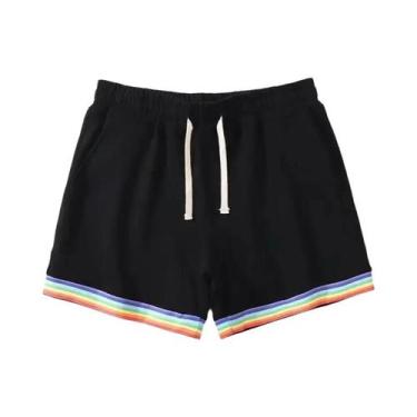 Imagem de Bermuda Esportiva Casual Masculina plus Size Em Cores Arco-Íris, Compr