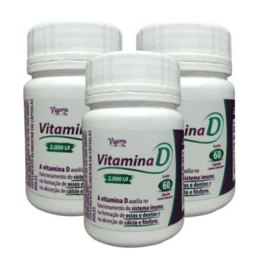 Imagem de Kit 3 Suplemento Vitamina D 2000UI 60 Cáps - Vigora Plus Sabor:Sem Sab