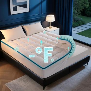 Imagem de Colchão de espuma viscoelástica de camada dupla de 10 cm, tamanho king - 5 cm, almofada macia de 1000 g/m² e gel refrescante de 5 zonas para ovos de 5 zonas, espuma viscoelástica para dor nas costas