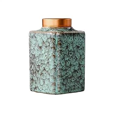 Imagem de Recipiente de armazenamento de chá, folha solta, flor de chá, vasilha de cerâmica, pequeno armazém de chá, recipiente de vedação espiral de metal, quadrado, vintage, pequeno, vasilhas de chá, lata de