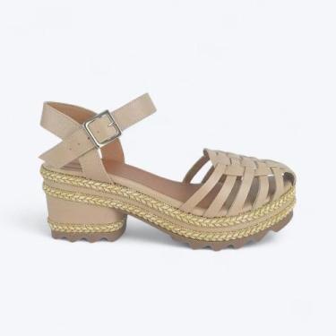 Imagem de Sandália Bloquinho Aranha Julia Em Couro Nude - Jess Calçados, 38