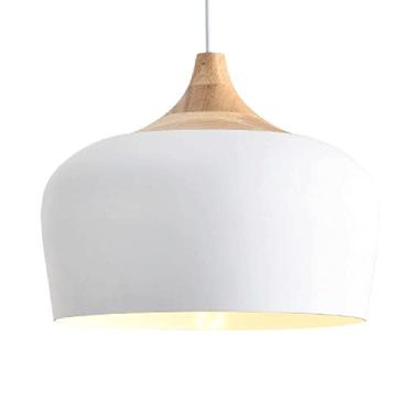 Imagem de GERAGUR Iluminação pendente de metal moderna, bases E27, E26, luminária, pendente industrial de madeira para ilha de cozinha, sala de jantar, celeiro, bar, corredor, 1 unidade