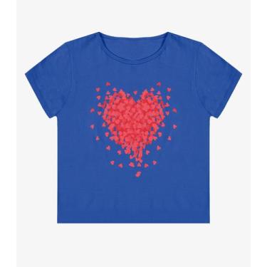 Imagem de Blusa Feminina Manga Curta Estampada Select Azul, M, Azul