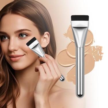 Imagem de Pincel de base, pincel de base Kabuki de topo plano, pincel de maquiagem coreano, espátula, pincel facial para base líquida, pincel de maquiagem facial premium para misturar creme e pó para todos os