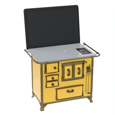 Imagem de Fogão a Lenha N 2 Renaissance Chapa de Aluminio Amarelo Cald Saida Direita
