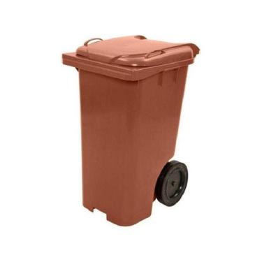 Imagem de Lixeira Grande Contentor De Lixo Com Rodas 240 Litros Marrom - jsn