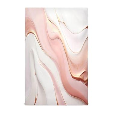 Imagem de Wassud Toalhas de cozinha toalhas de prato de mármore ouro rosa 1 pacote panos de prato macios com laço para pendurar toalha de mão de secagem rápida super absorvente toalhas de chá de mesa