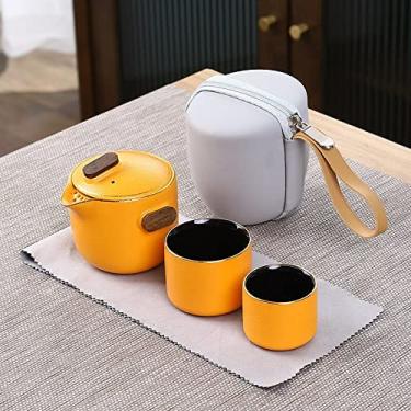 Imagem de Conjunto de chá chinês de porcelana, elegante conjunto de chá de viagem, uma panela, duas xícaras, branco, ao ar livre, carro, portátil, japonês, simples, de alta qualidade, conjunto de chá para