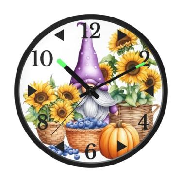 Imagem de STAYTOP Lindo relógio de parede LED gnomo para quarto com brilho noturno, relógios de parede silenciosos de 30 cm para decoração de sala de estar, controle de som, relógio de parede moderno que brilha