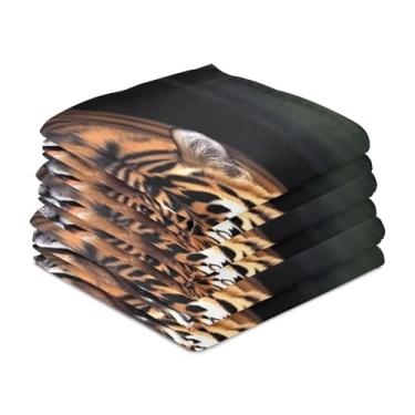 Imagem de Wassud Toalhas de cozinha Tigre Toalhas de prato de cozinha pacote com 6 panos de prato macios com laço para pendurar toalha de mão super absorvente de secagem rápida toalhas de chá de mesa