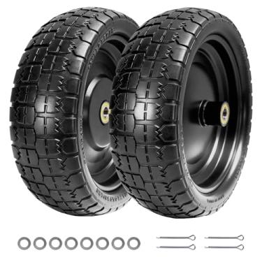 Imagem de LTNICER Pneu de 33.0 cm compatível com Gorilla Cart, pneu liso e roda de 4,00-6 (poliuretano sólido) para vagão, carrinho de mão, reboques de quintal - rolamentos de 1,5 cm, cubo deslocado de 5,3 cm