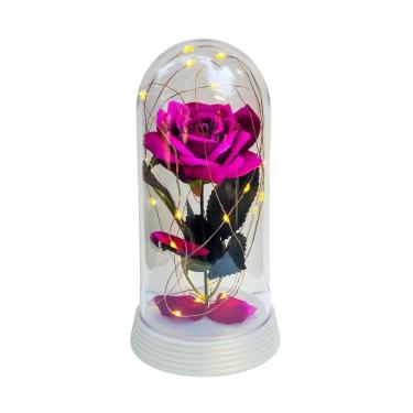 Imagem de Luminária A Rosa Encantada Roxo 20 Cm Base Pérola Quente