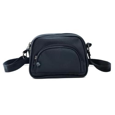 Imagem de Bolsa Shoulder Bag Feminina PGH em Couro Sintético Transversal e Compacta com Alça Ajustável (Preto)