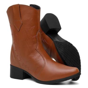 Imagem de Bota Texana Feminina Country Westen Bico Fino - RT, Caramelo, 40
